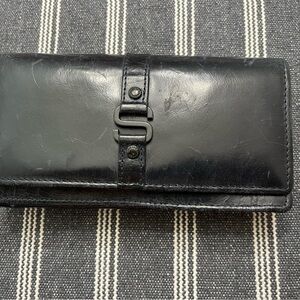 Black Leather Spikes & Sparrow Wallet with Logo